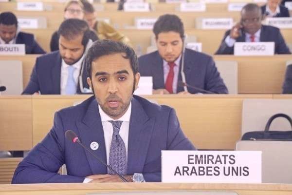 Mohammad Saleh Al Shamsi durante la declaración ante la ONU.