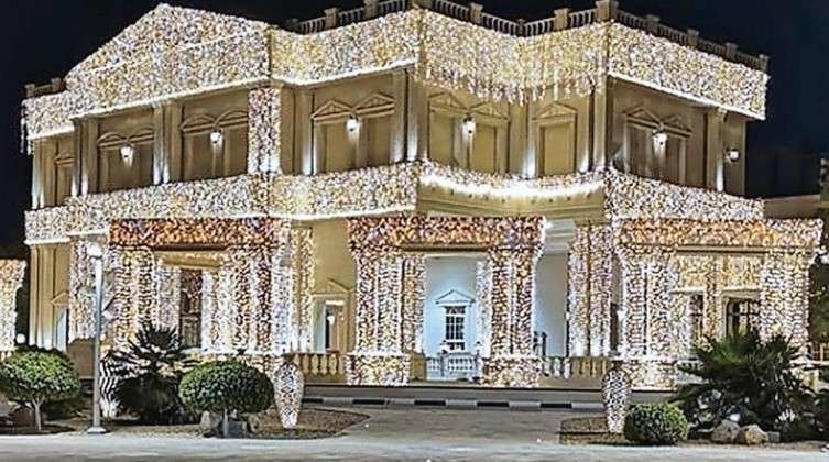 Palacio Zabeel iluminado por la boda del jeque Hamdan.