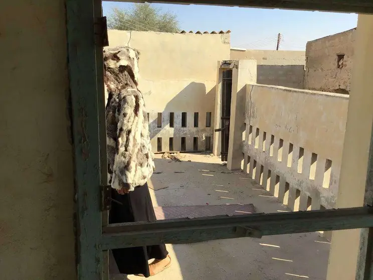 Patio tradicional en una de las viviendas del poblado de Al Jazeera Al Hamra. (EL CORREO)