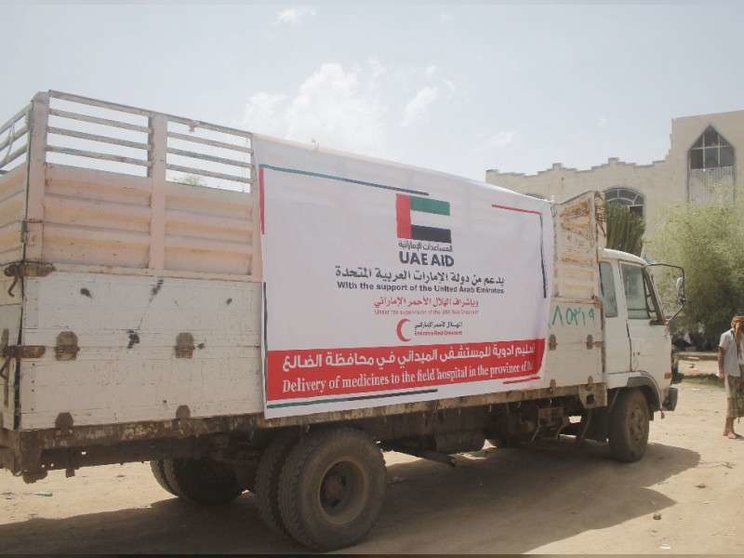 Camión con suministros médicos para Dhala. (WAM)