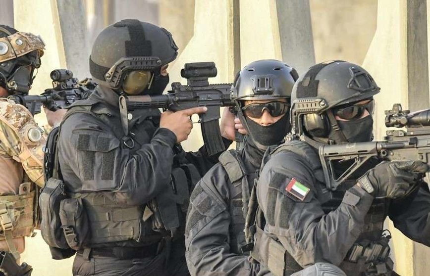 Soldados de Emiratos Árabes durante una exhibición militar.