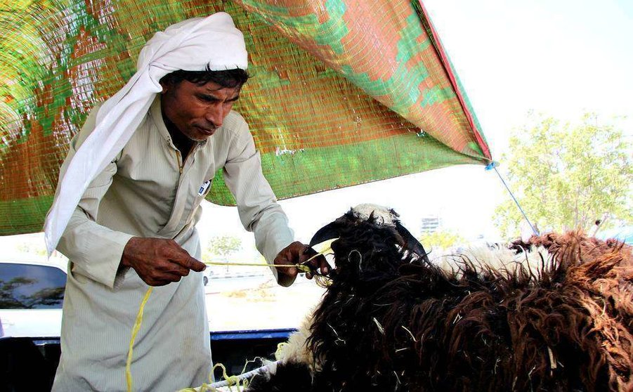 Mercado de corderos en Ras Al Khaimah en los días previos al Eid Al Adha. (EL CORREO)