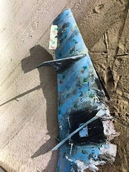 Arabia Saudita difundió la imagen del dron de los hutíes interceptado.