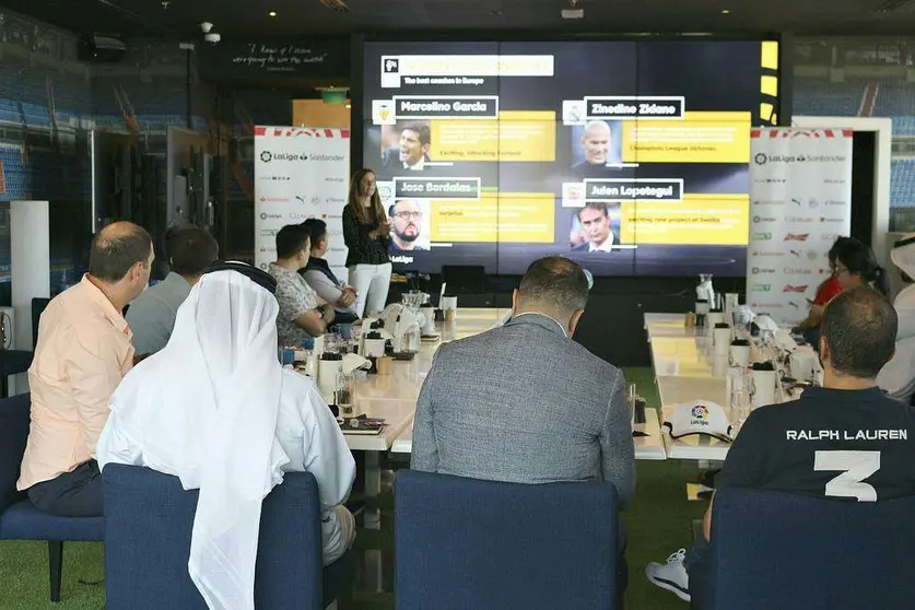 Un momento de la presentación de la temporada 2019-2020 de LaLiga en el Real Madrid Café de Dubai. (A. Perdomo)