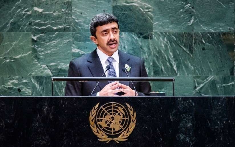 El ministro de Exteriores de EAU durante su intervención en la ONU.