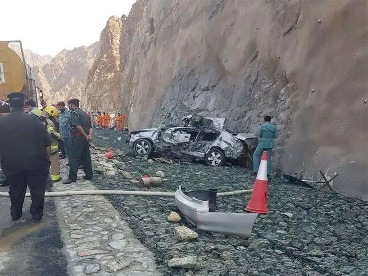 Accidente en Khor Fakkan Road. (Policia de Sharjah)