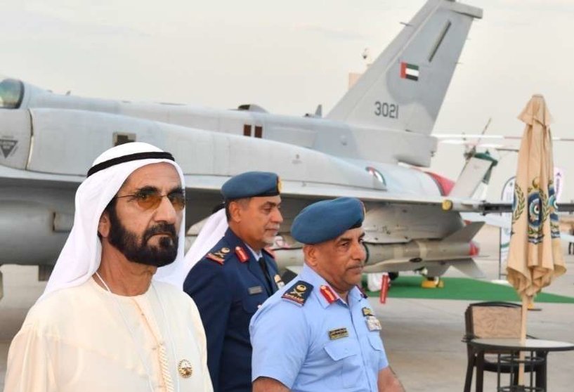 El jeque Mohammed bin Rashid Al Maktoum, en Dubai Airshow 2019. (WAM)