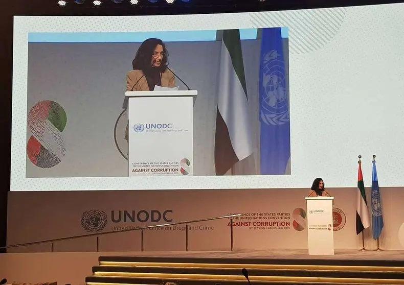 Intervención en Abu Dhabi de Claudia Blum, ministra de Relaciones Exteriores de Colombia, en la VIII Conferencia de los Estados Partes en la Convención de las Naciones Unidas contra la Corrupción. (Cancillería de Colombia)