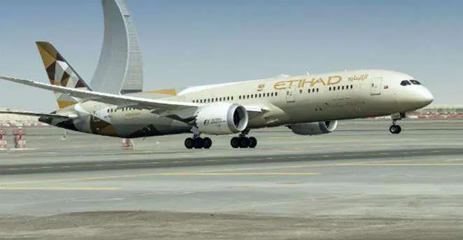 Un avión Dreamliner de Etihad Airways.