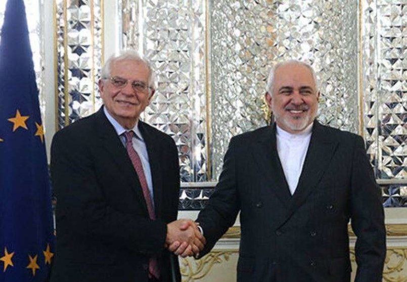 El Alto Representante de la UE para Asuntos Exteriores, Josep Borrell, y el canciller iraní Mohammad Javad Zarif. 