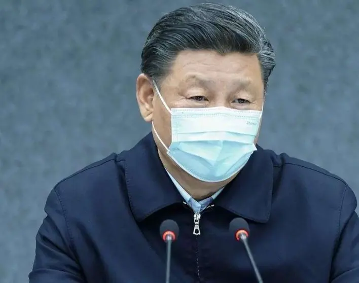 El presidente chino, Xi Jinping, en su visita a Wuhan. (Xinhua)