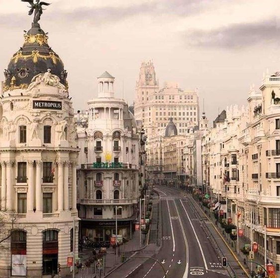 Una imagen de la Gran Vía en el centro de Madrid.