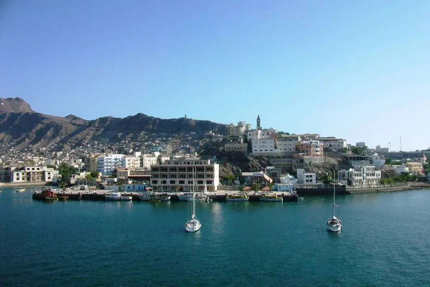 La ciudad de Adén en la costa de Yemen.