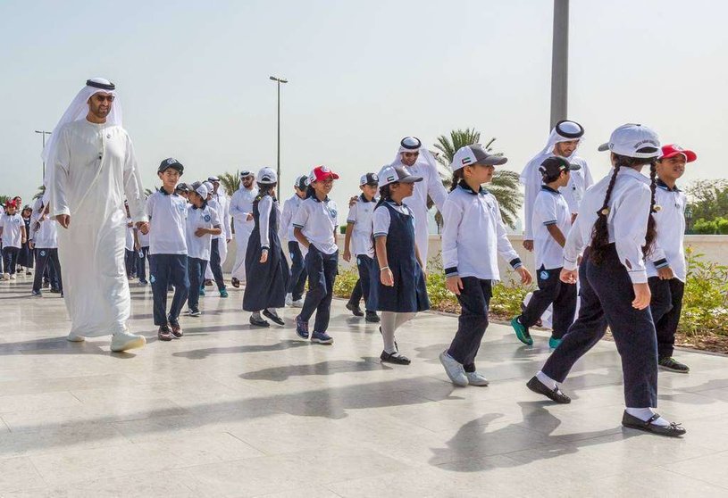 Alumnos, durante una actividad escolar en Abu Dhabi. (WAM)