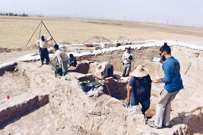 Excavación arqueológica en Arabia Saudita de la que forma parte el español David Usieto. (EL CORREO)