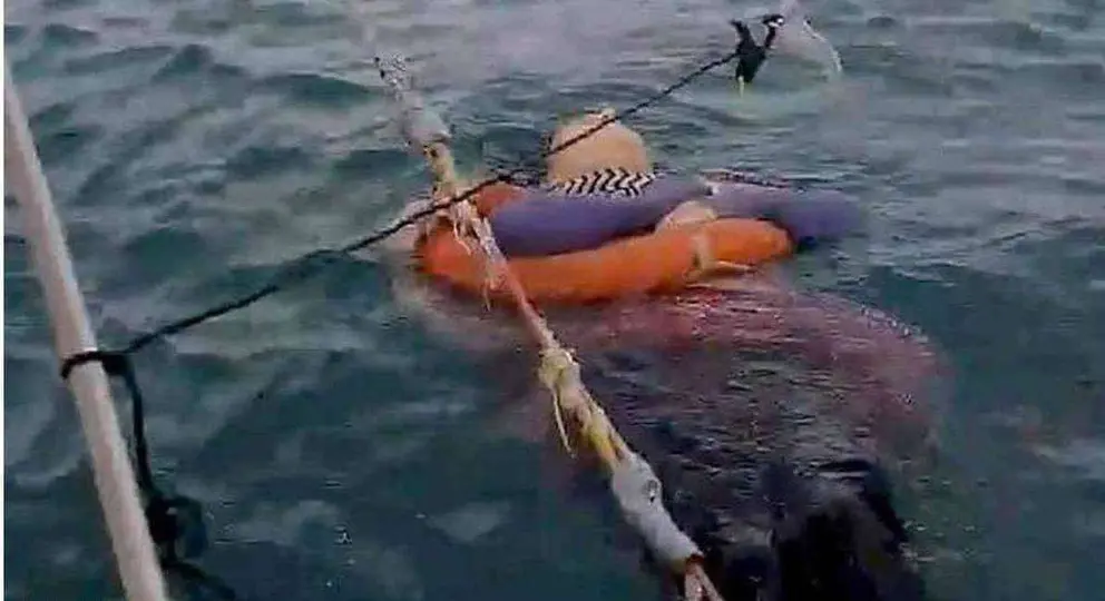 La mujer en el agua en una captura de pantalla del vídeo difundido.