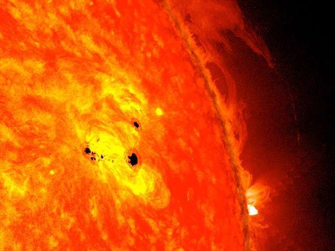 Manchas solares en una región activa del sol. (NASA/SDO/AIA/HMI/Goddard Space Flight Center)
