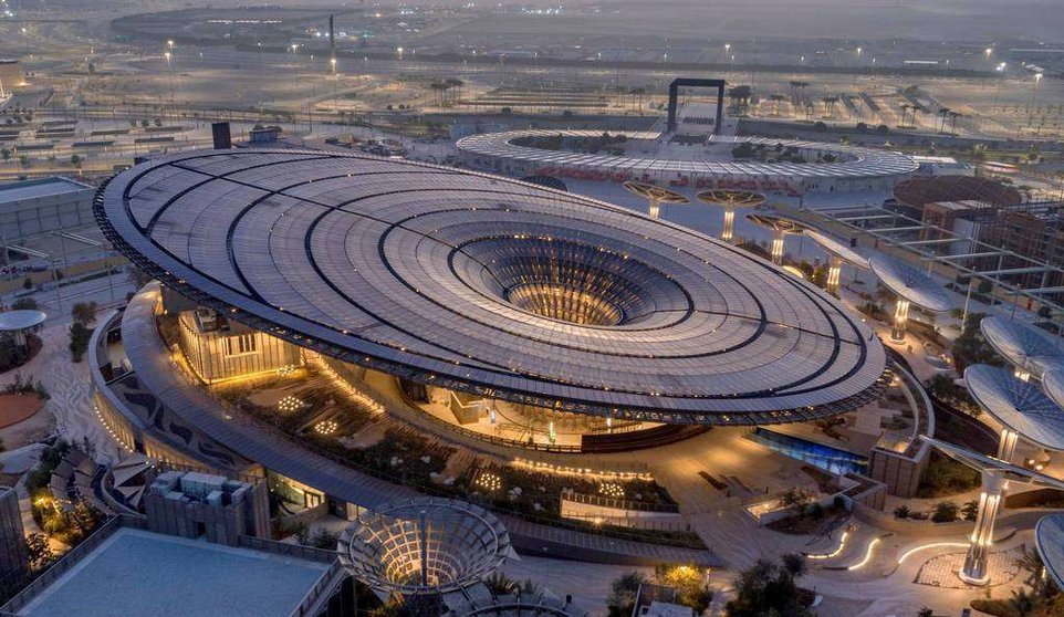 Perspectiva aérea del Pabellón de las Sostenibilidad en Expo 2020 Dubai. (Expo 2020 Dubai)