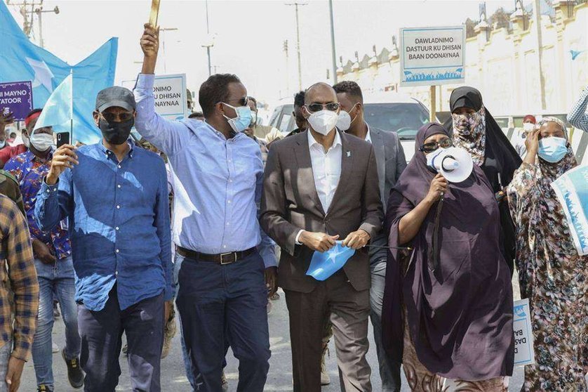Manifestantes en Mogadiscio. (Twitter)