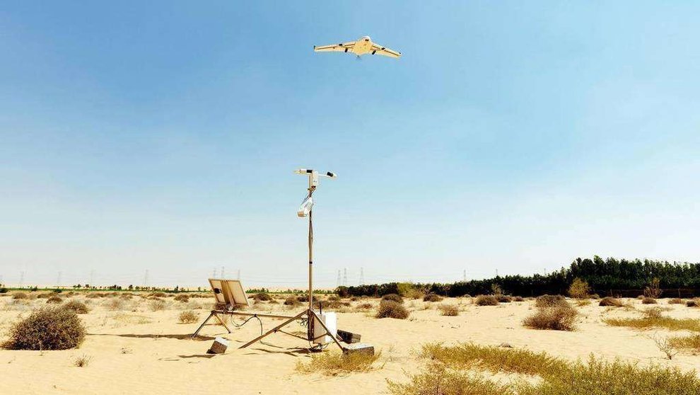 El Centro Nacional de Meteorología difundió esta imagen de la nueva tecnología con drones.