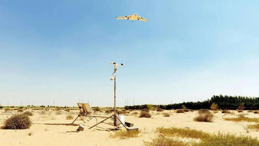 El Centro Nacional de Meteorología difundió esta imagen de la nueva tecnología con drones.