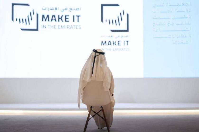 Sheikh Mohammed bin Rashid, durante el lanzamiento de la campaña 'Make it in the Emirates'. (Dubai Media Office)