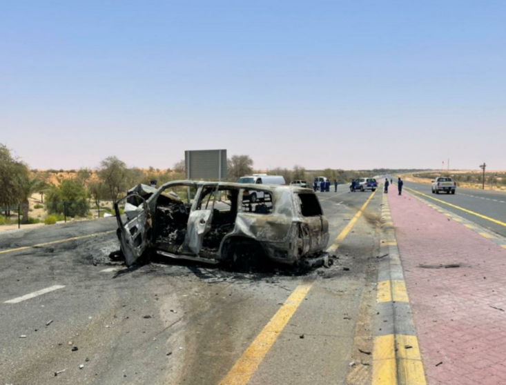 Una imagen del accidente difundida por la Policía de Abu Dhabi.