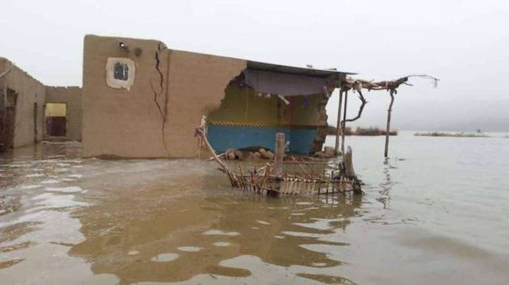 Zona inundada por las lluvias en Yemen. (Al Arabiya)