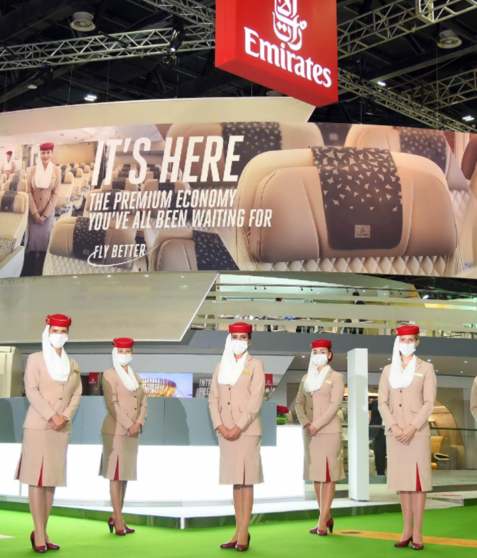 Stand de Emirates Airline en la Arabian Travel de Dubai. (Emirates)