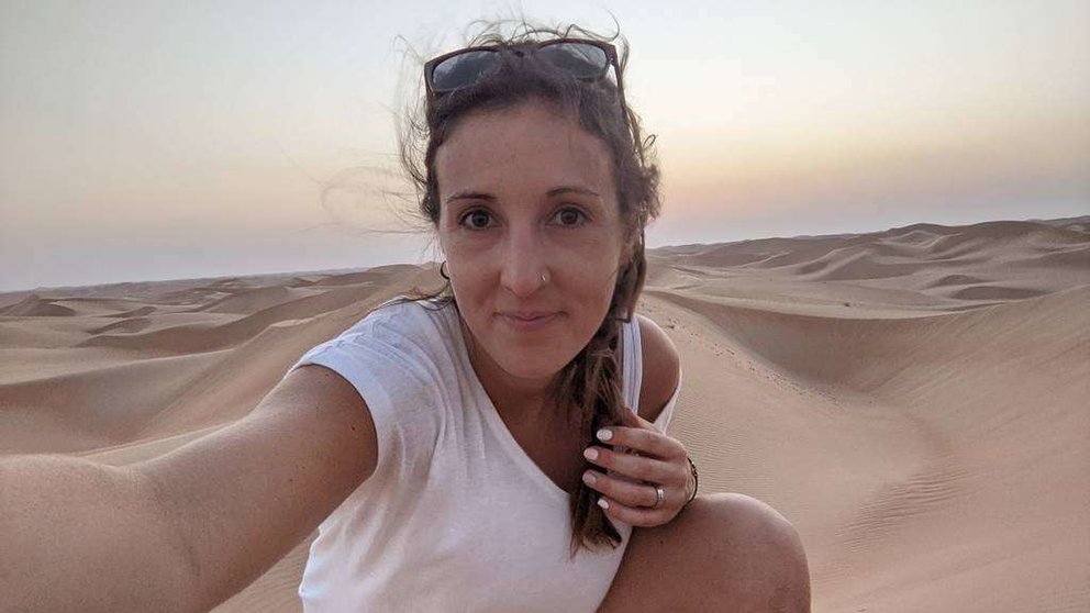 Alba Godall en el desierto emiratí. (Cedida)