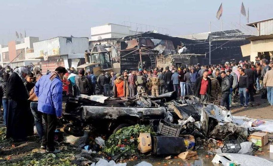 Imagen del mercado de Sadr tras el brutal atentado suicida. (Twitter)