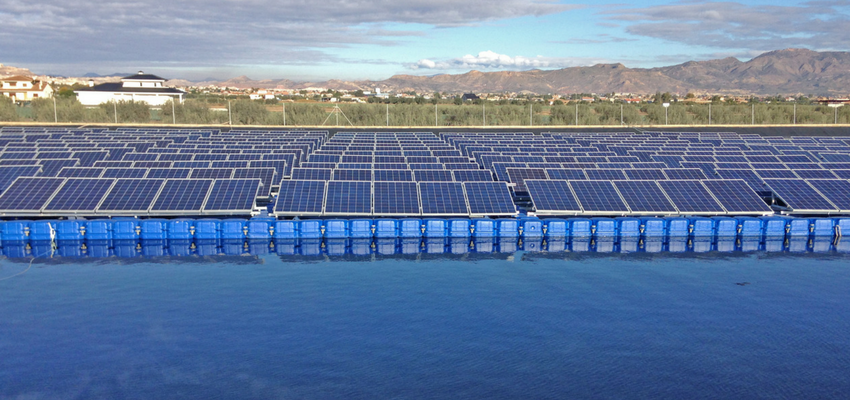 Ilustración de cómo será la planta solar flotante Citara. (Fuente externa)