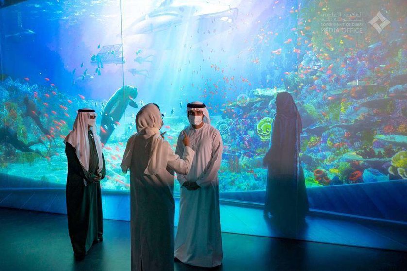 El príncipe heredero de Dubai en el Pabellón de Emiratos Árabes en la Expo 2020 Dubai. (Twitter)