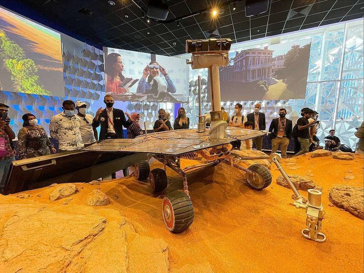 Simulación de la superficie de Marte en el Pabellón de Estados Unidos de Expo 2020 Dubai. (EL CORREO)
