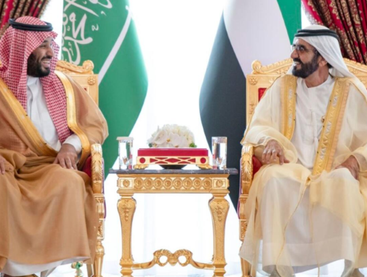 El gobernante de Dubai junto al príncipe heredero saudí. (Fuente externa)
