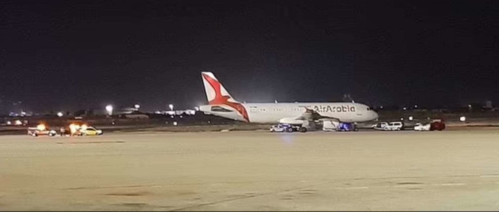 El avión del que huyeron los inmigrantes. (Al Arabiya)