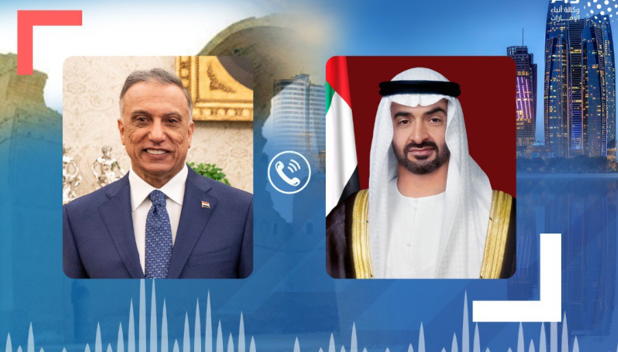 El primer ministro irakí y el príncipe heredero de Abu Dhabi. (WAM)