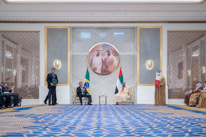 El presidente de Brasil con el gobernante de Dubai. (Twitter)
