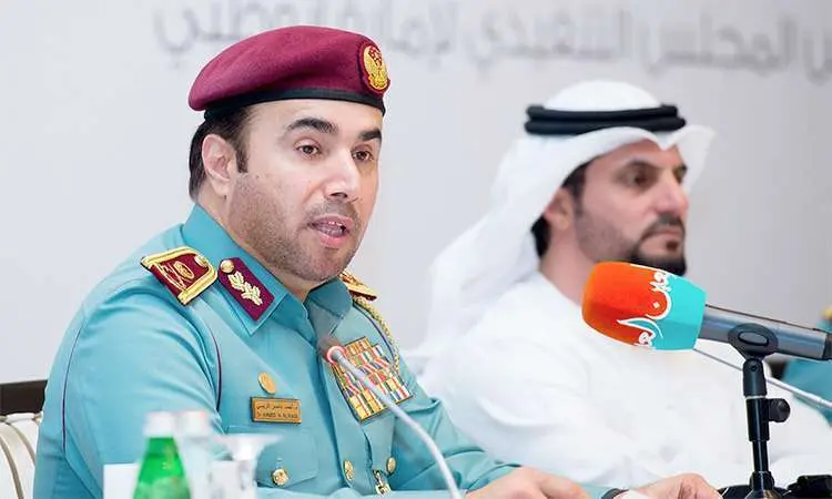 El mayor general Dr. Ahmed Nasser Al Raisi habla con los medios de comunicación. (Gulftoday)