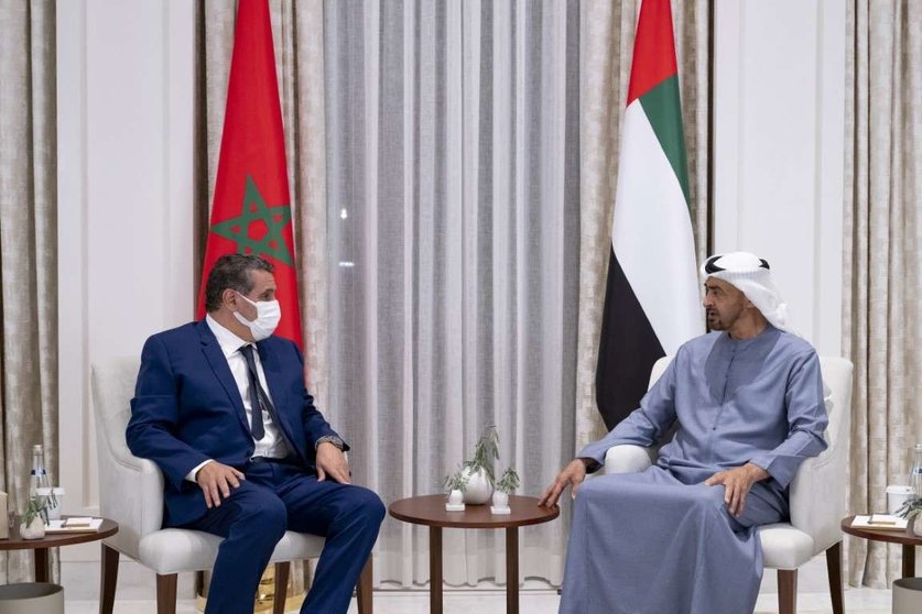 Aziz Akhannouch y Mohamed bin Zayed Al Nahyan. (WAM)