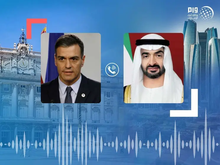 Pedro Sánchez y el príncipe heredero de Abu Dhabi. (WAM)