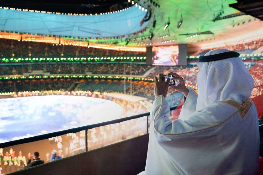 El príncipe heredero de Abu Dhabi durante la inauguración de los Juegos Olímpicos de Invierno. (WAM)