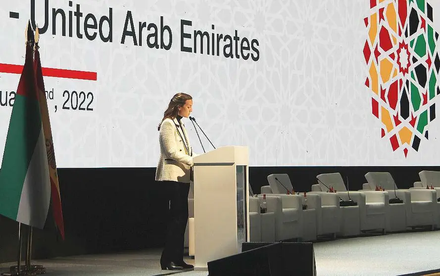 Miriam Llano durante la presentación del Foro Empresarial España-Emiratos Árabes Unidos. (EL CORREO)