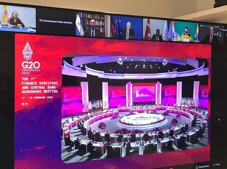 Un momento de la reunión virtual del G20 en Yakarta. (Twitter)