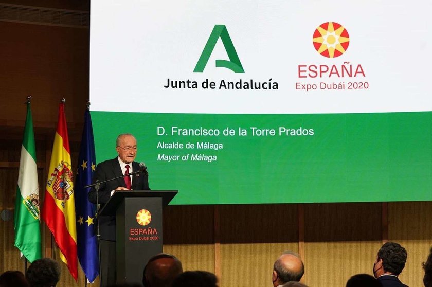 Francisco de la Torre, durante su intervención en la Semana de Andalucía celebrada en el Pabellón de España de Expo 2020 Dubai. (@expospain2020)