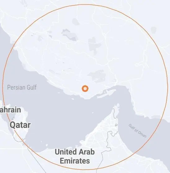 Epicentro del terremoto Irán. (Twitter)