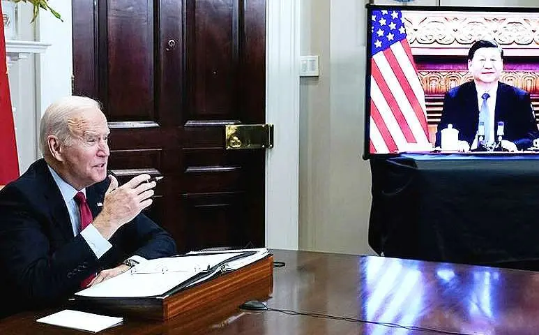 Videollamada entre Joe Biden y Xi Jinping. (Fuente externa)