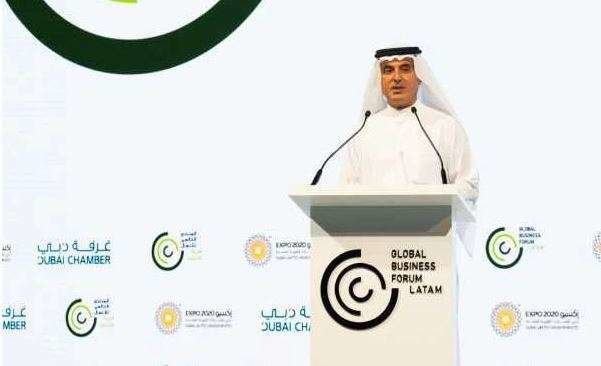 Abdul Aziz Al Ghurair, presidente de Dubai Chambers. durante su intervención. (globalbusinessforum.com)