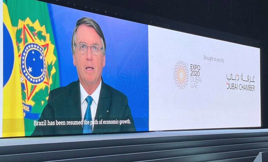 Bolsonaro, durante su intervención virtual en Global Business Forum Latin America. (@DcgbForums)