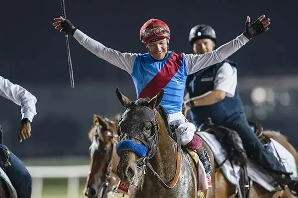 El caballo ganador en la Copa del Mundo de Dubai 2022. (Twitter)